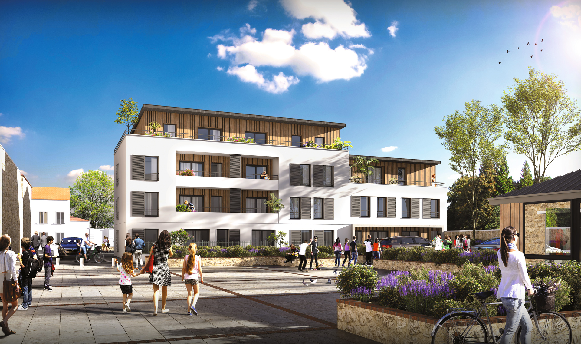 Vue 3D d'un groupe de logements à Montfermeil