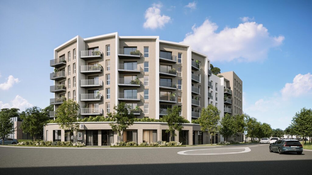 Vu 3d d'architecte d'un groupe de logements pour la ville de Savigny-le-temple